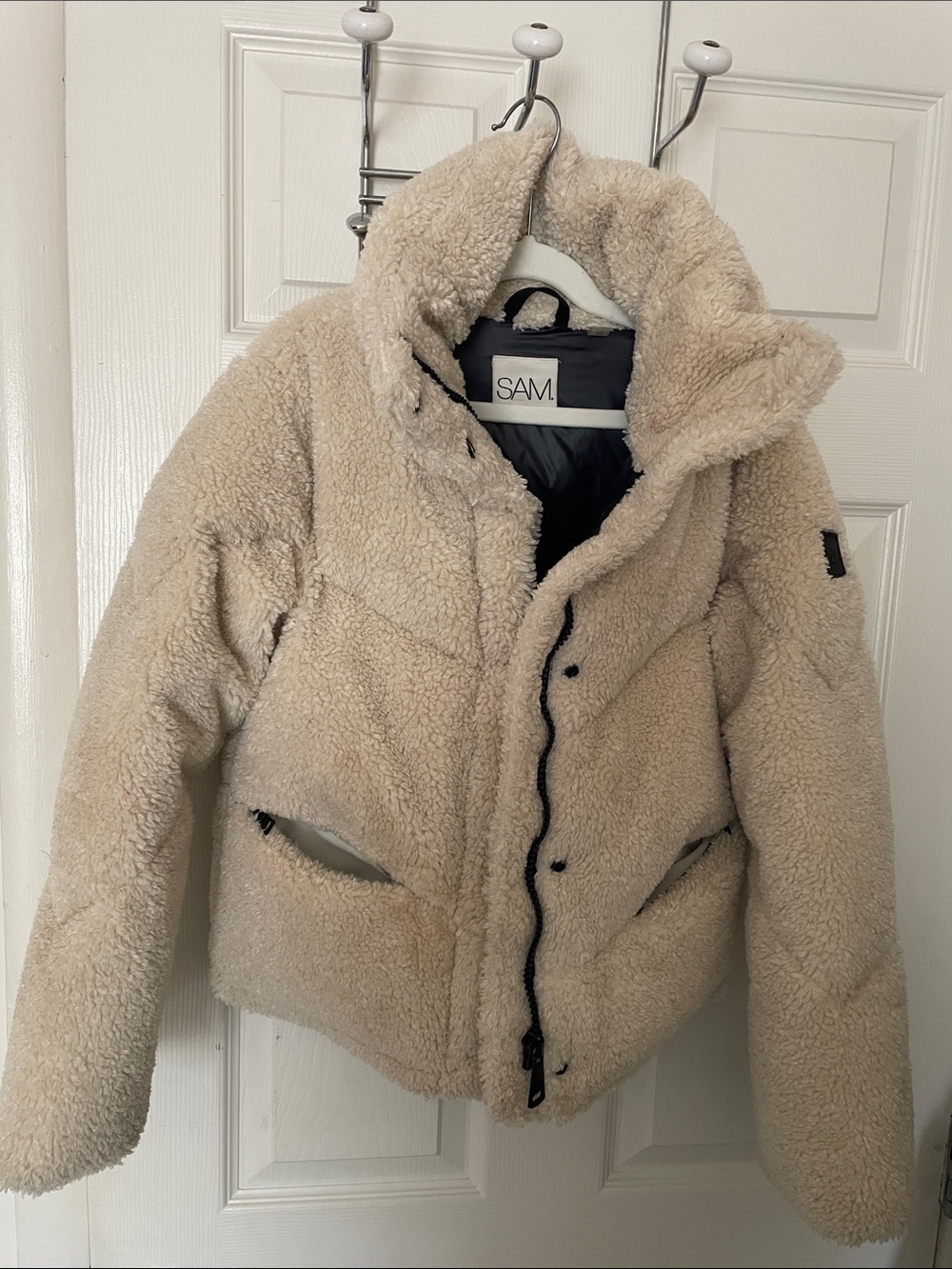 SAM. Cream Teddy Sherpa Puffer Jacket